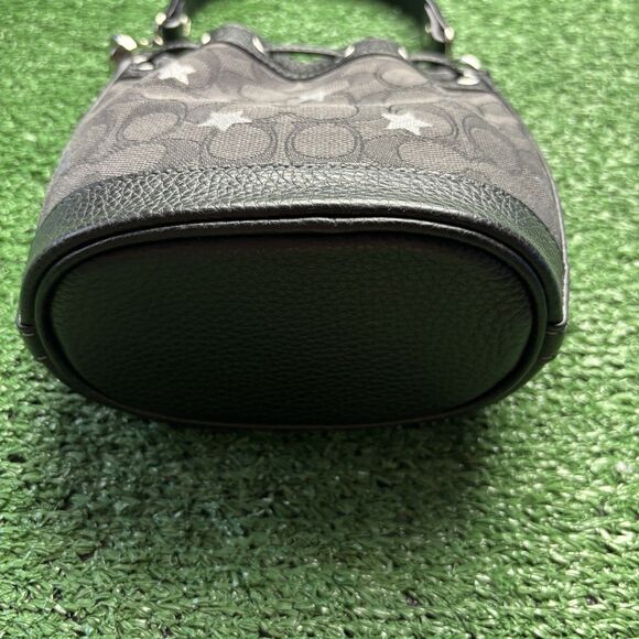Coach Dempsey Drawstring Bucket Mini Bag SigJacquard Star Embroidery SMOKE BLACK - Picture 9 of 9